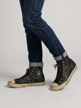 Converse Unisex Black Leather High Top Sneakers